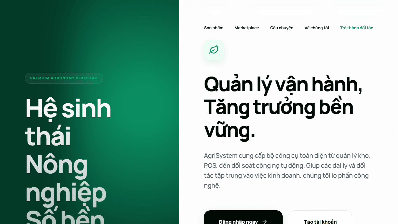 Giao diện AgriSystem